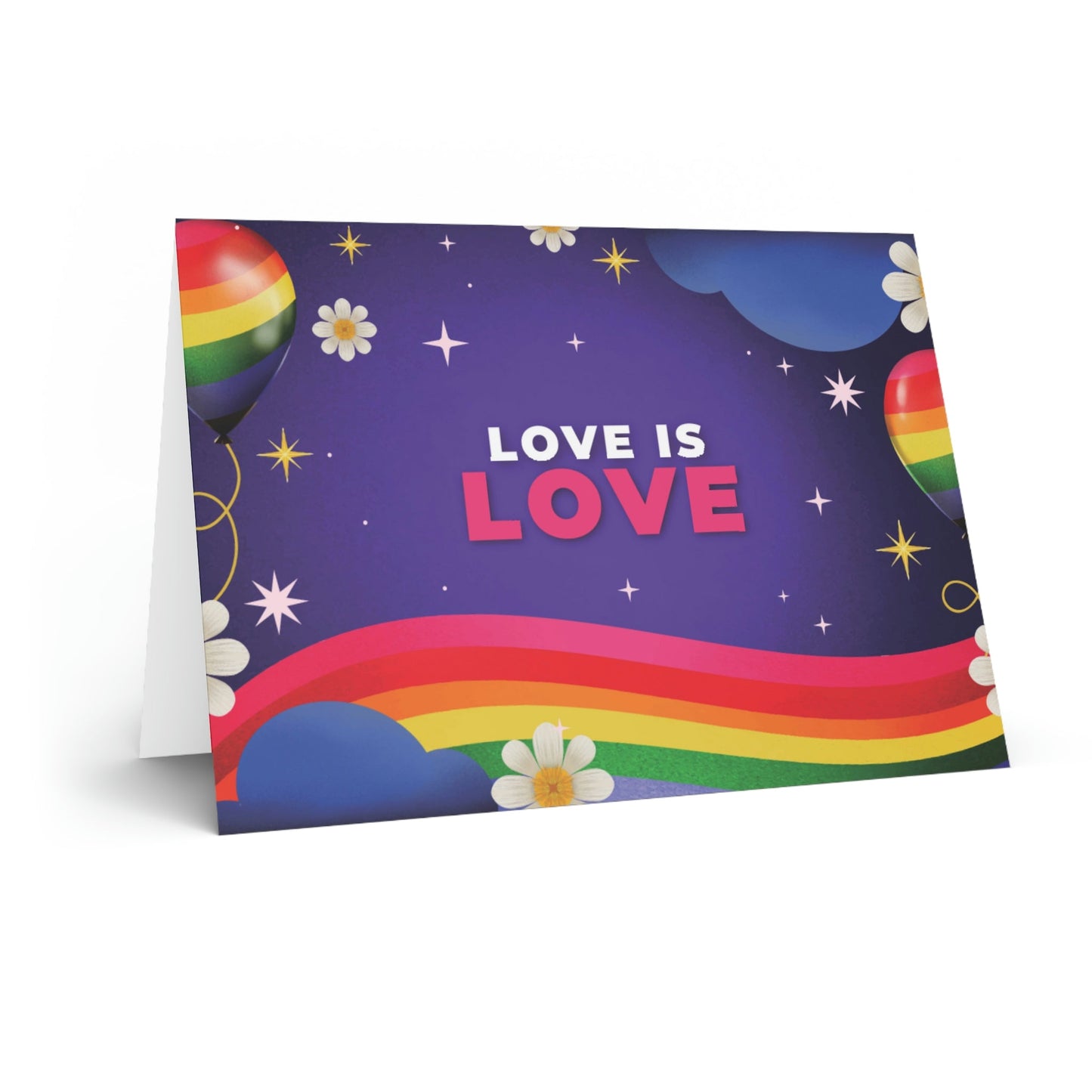 Blank Greeting Card - Purple Love Is Love - LGBTQIA+ Queer Pride Blank Greeting Card
