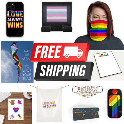 A selection of LGBTQIA+ Queer Free Shipping Products