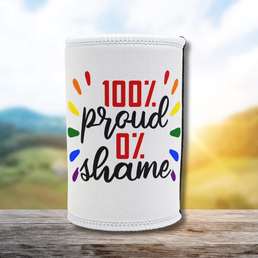 LGBTQIA+ Queer 100% Proud Stubby Cooler