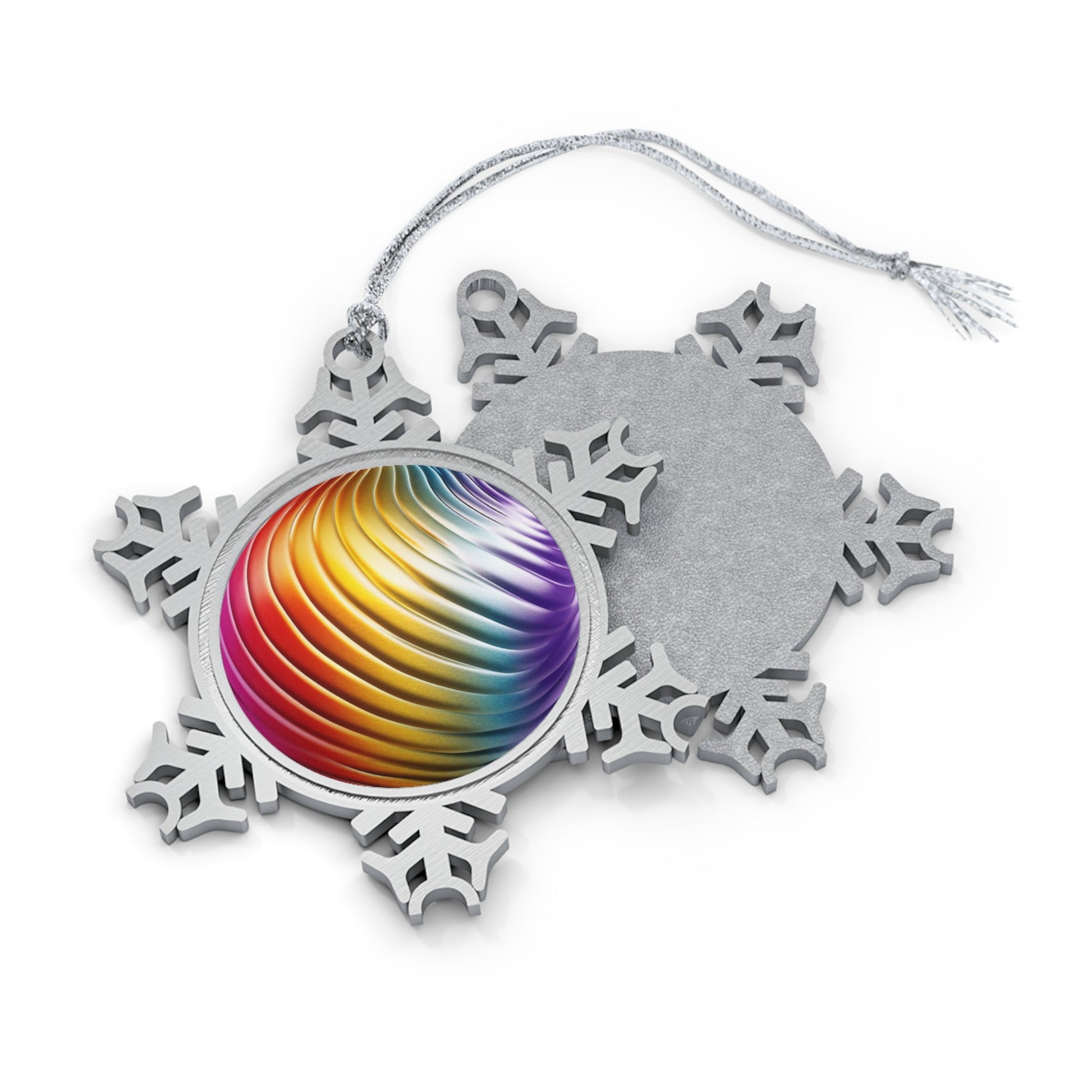 Home Decor - Sapphic Snowfall Sparkle LGBTQIA+ Queer Pewter Snowflake Ornament