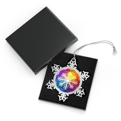 Home Decor - Snowflake Spectrum Sparkle LGBTQIA+ Queer Pewter Snowflake Ornament