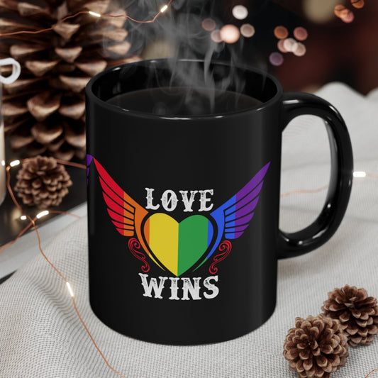 Mug - LGBTQIA+ Queer Wings Of Love 11oz Black Mug