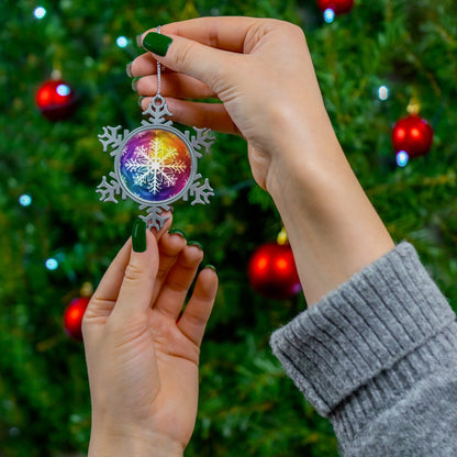 Home Decor - Snowflake Spectrum Sparkle LGBTQIA+ Queer Pewter Snowflake Ornament