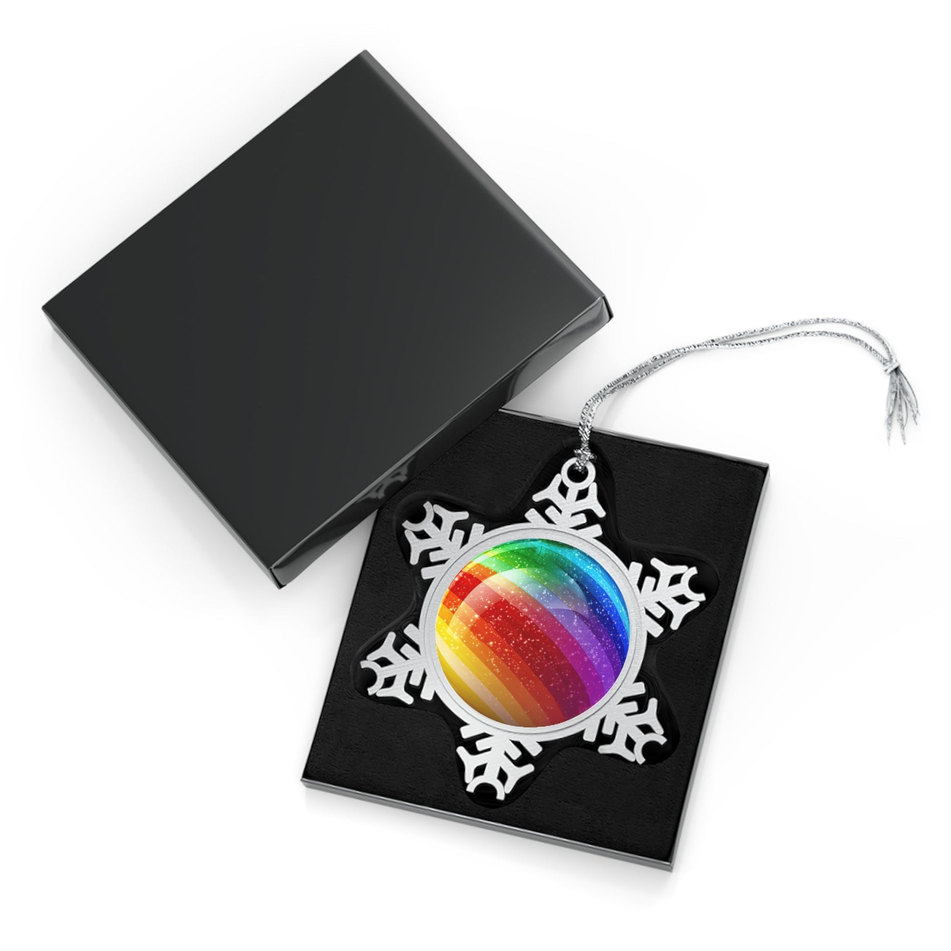 Home Decor - Inclusive Ice Crystals LGBTQIA+ Queer Pewter Snowflake Ornament