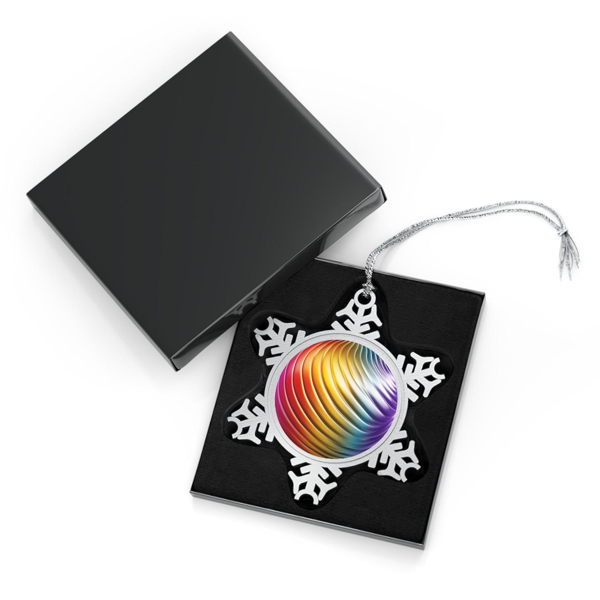 Home Decor - Sapphic Snowfall Sparkle LGBTQIA+ Queer Pewter Snowflake Ornament