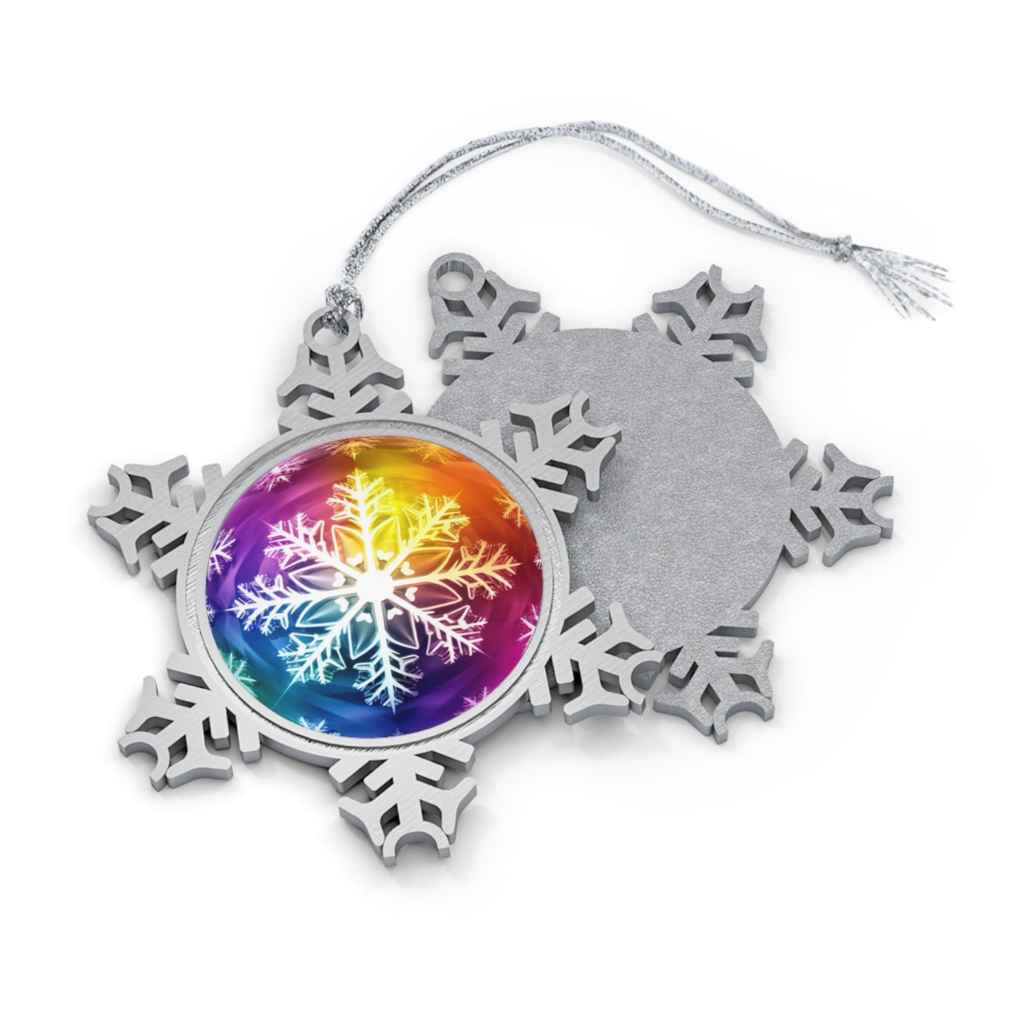 Home Decor - Snowflake Spectrum Sparkle LGBTQIA+ Queer Pewter Snowflake Ornament