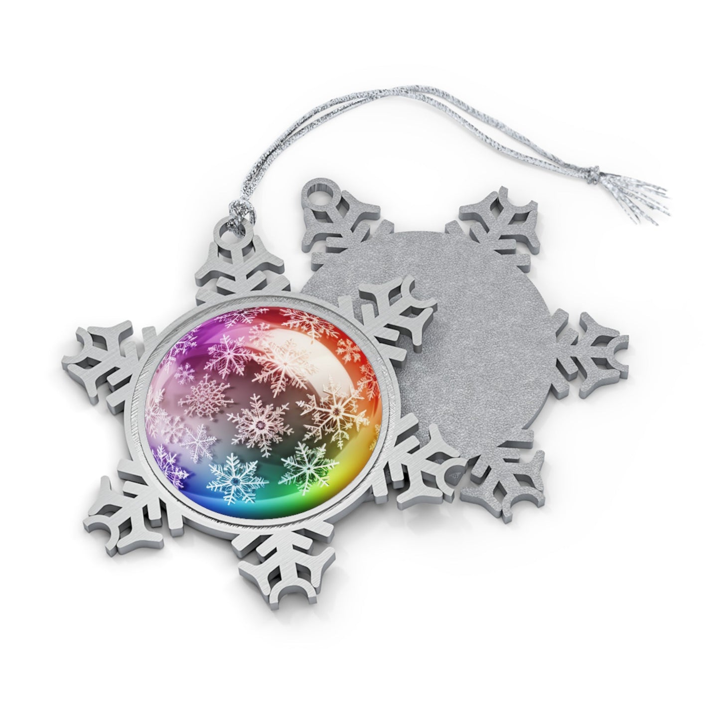 Home Decor - Diverse Flurry Delight LGBTQIA+ Queer Pewter Snowflake Ornament