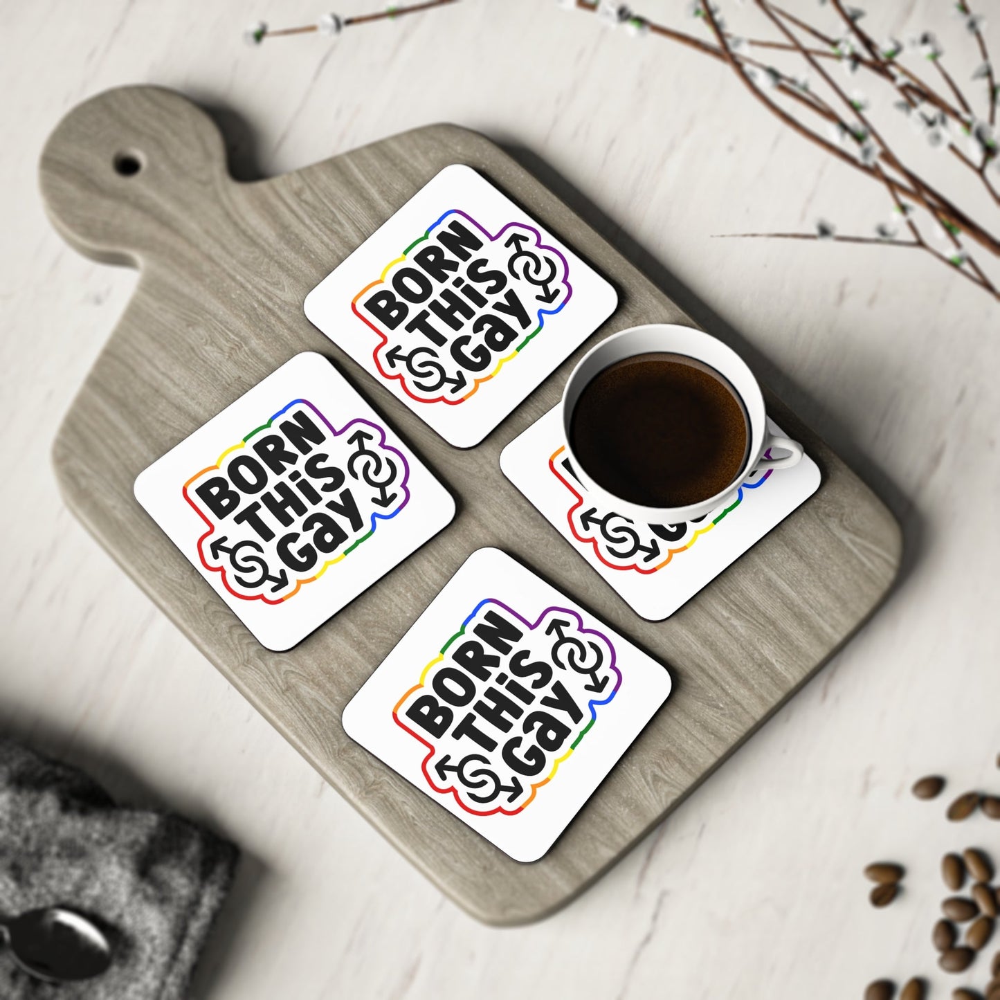 Coasters - Born This Gay Male Coaster Set