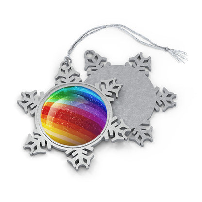 Home Decor - Inclusive Ice Crystals LGBTQIA+ Queer Pewter Snowflake Ornament