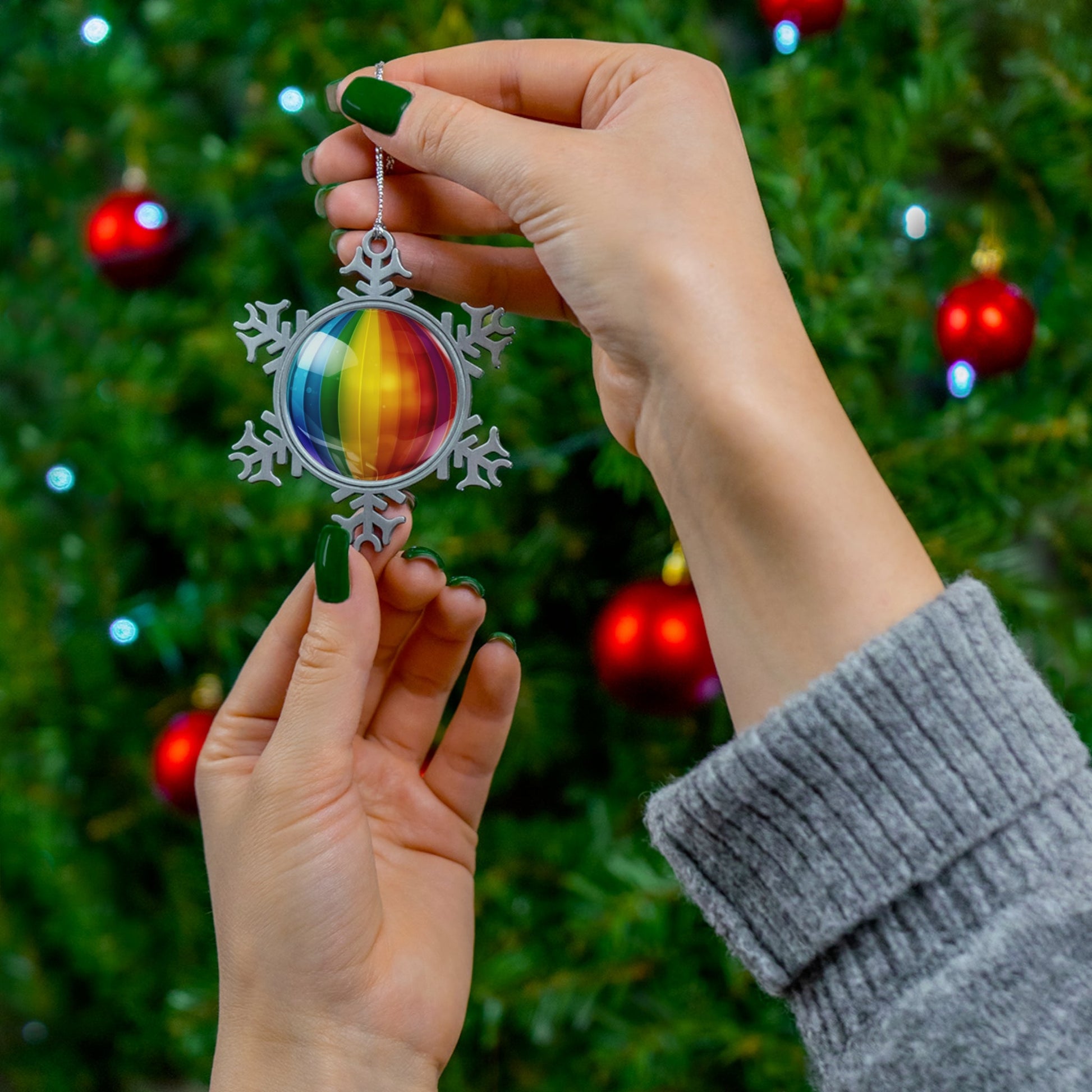 Home Decor - Dazzling Diversity LGBTQIA+ Queer Pewter Snowflake Ornament