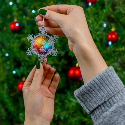 Home Decor - Bi Bauble Bliss LGBTQIA+ Queer Pewter Snowflake Ornament