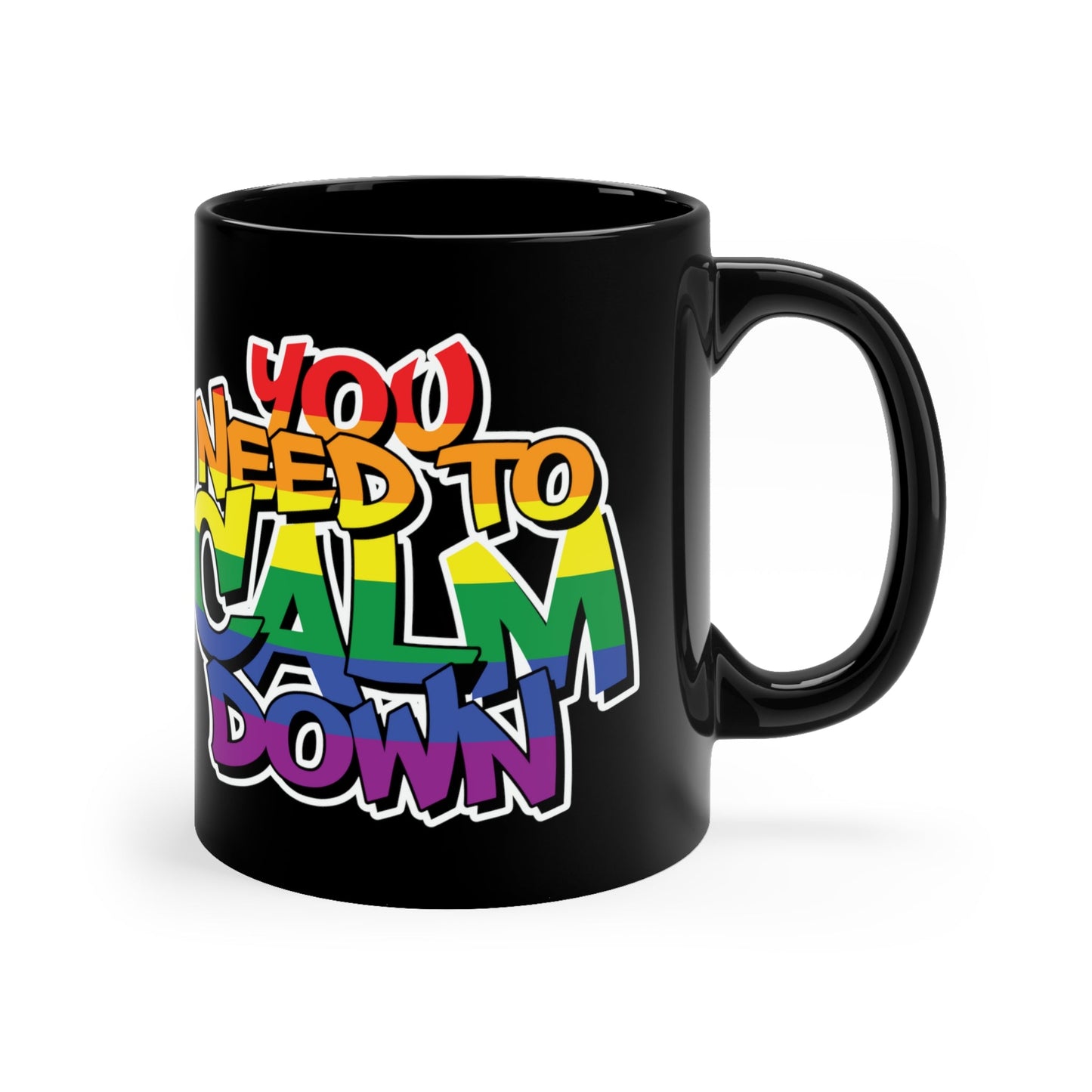 Mug - LGBTQIA+ Queer Calm Down 11oz Black Mug