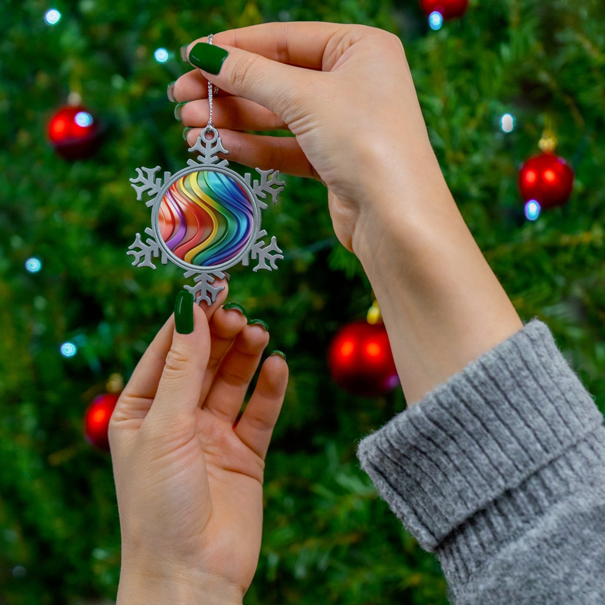 Home Decor - Queer Cheer Snowflake LGBTQIA+ Queer Pewter Snowflake Ornament