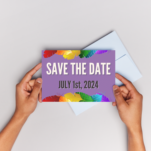 LGBTQIA+ Queer Pride Feathers - Save the Date Cards