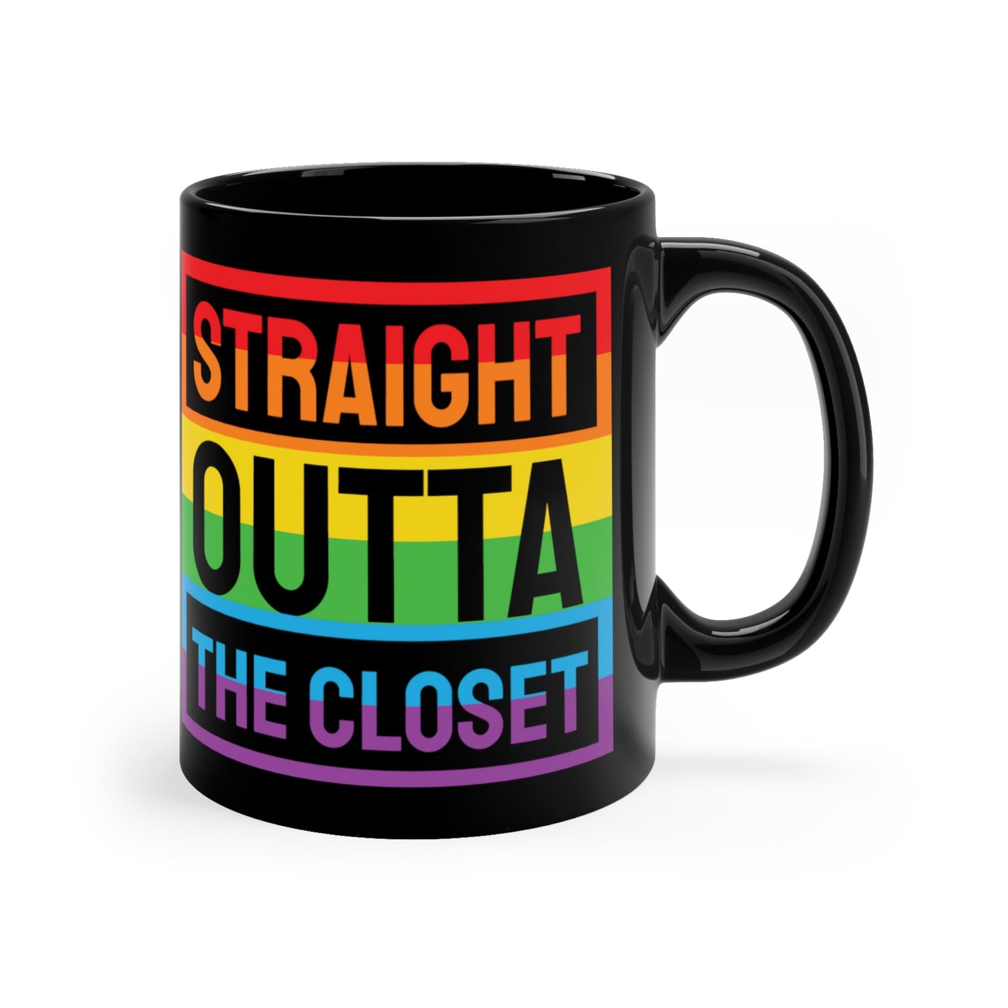 Mug - LGBTQIA+ Queer Straight Outta The Closet 11oz Black Mug