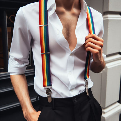 LGBTQIA+ Queer Clip-on Rainbow Pride Suspenders