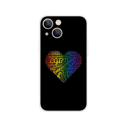 Mobile Phone Case - Bright Heart Pride Flexi Phone Case - LGBTQIA+ Queer