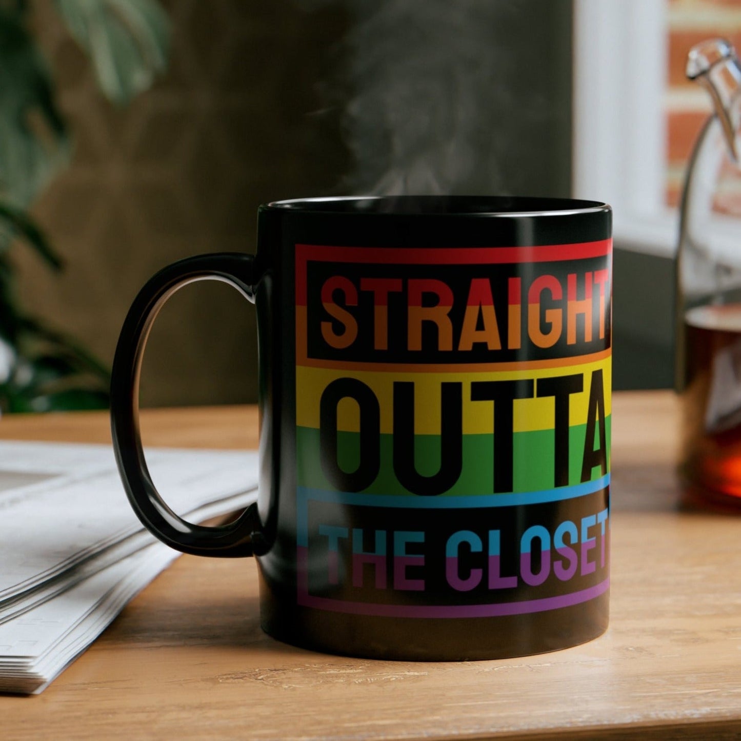 Mug - LGBTQIA+ Queer Straight Outta The Closet 11oz Black Mug