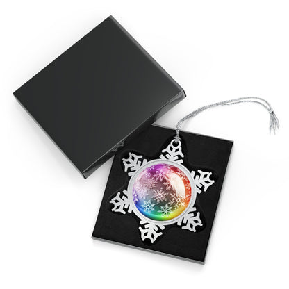 Home Decor - Diverse Flurry Delight LGBTQIA+ Queer Pewter Snowflake Ornament