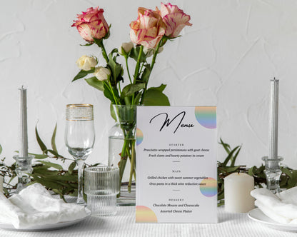 Wedding Menu - Pride Circles Wedding Menu With I Spy - LGBTQIA+ Queer