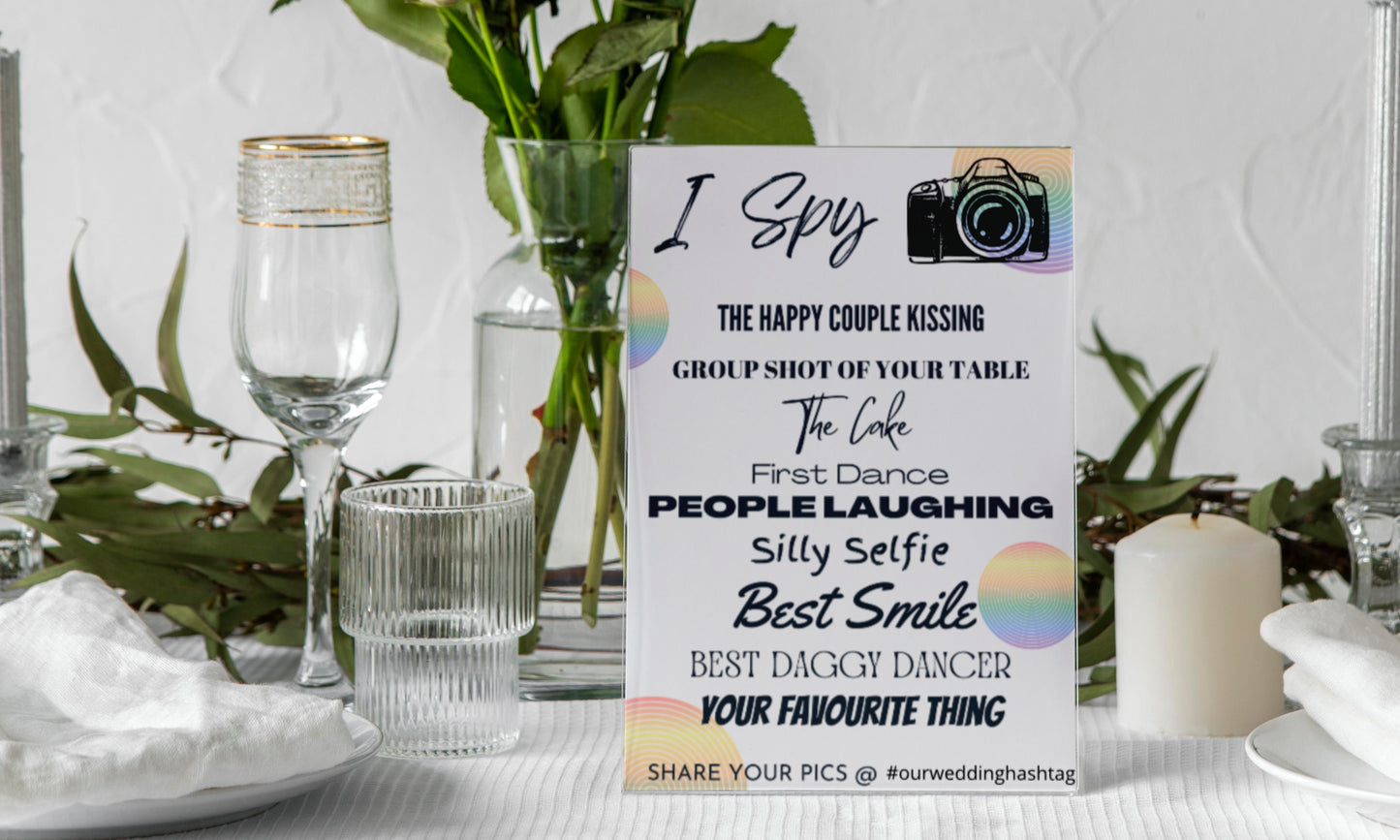 Wedding Menu - Pride Circles Wedding Menu With I Spy - LGBTQIA+ Queer