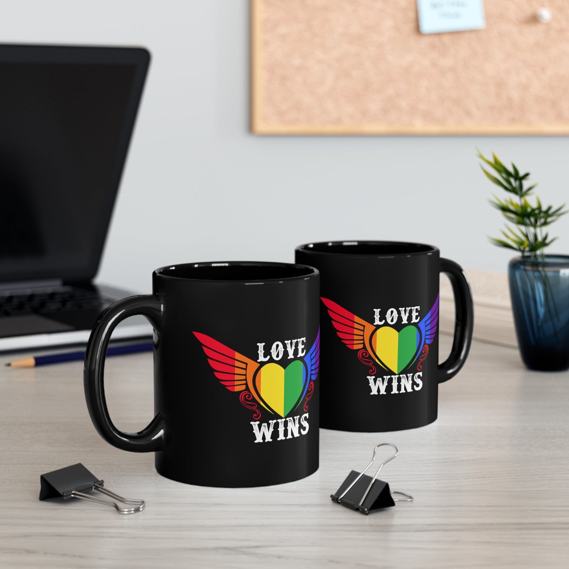 Mug - LGBTQIA+ Queer Wings Of Love 11oz Black Mug