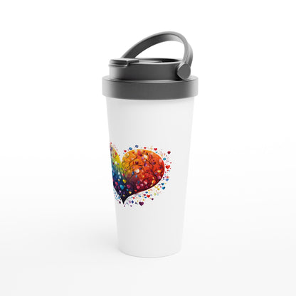 Travel Mug - Pride Heart 15oz Stainless Steel Travel Mug