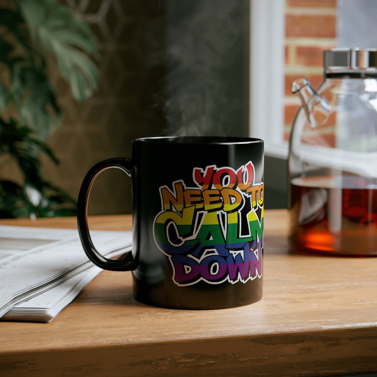 Mug - LGBTQIA+ Queer Calm Down 11oz Black Mug