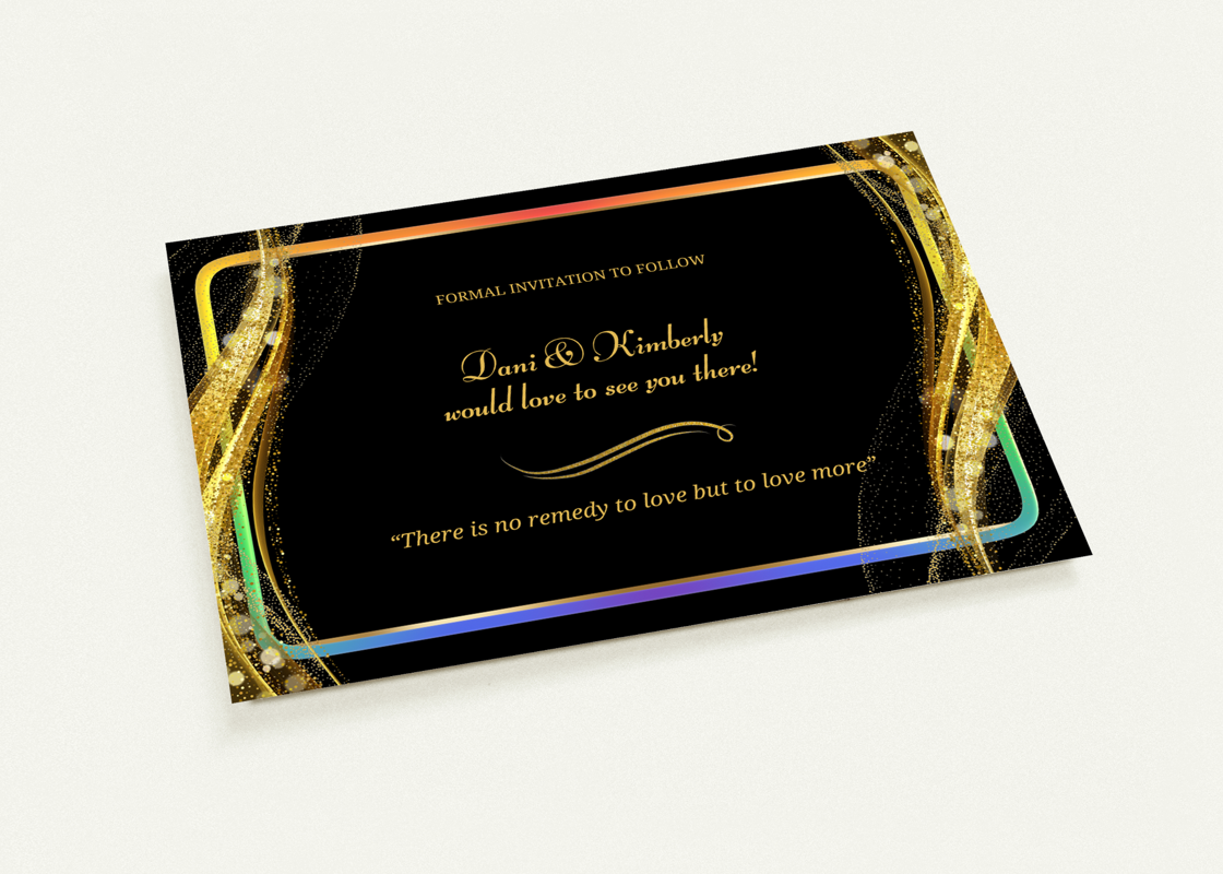 LGBTQIA+ Queer Black & Gold Glamour - Save the Date Cards