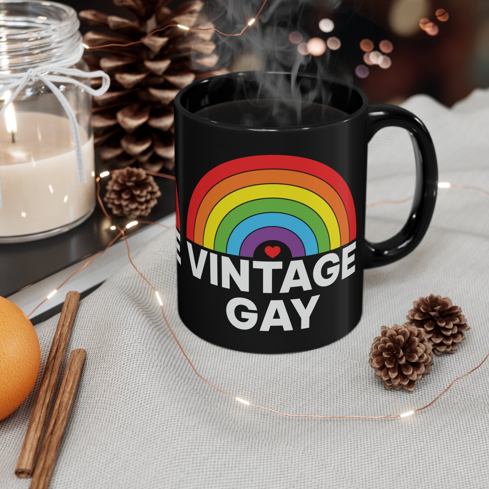 Mug - LGBTQIA+ Queer Vintage Gay 11oz Black Mug