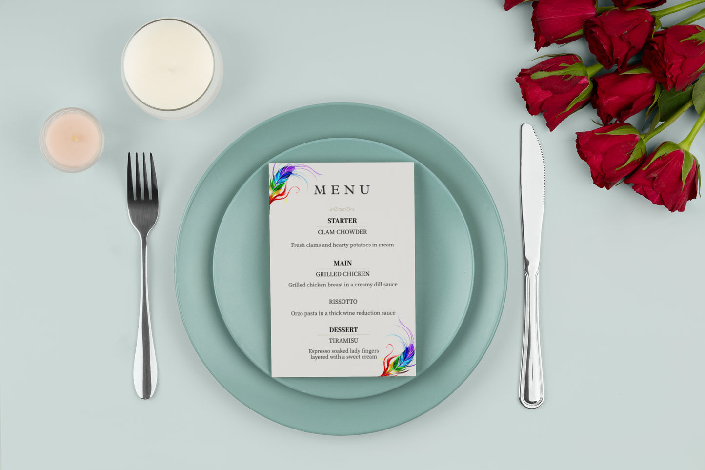 Wedding Menu - Pride Feather Wedding Menu And Quote