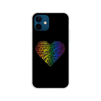 Mobile Phone Case - Bright Heart Pride Flexi Phone Case - LGBTQIA+ Queer