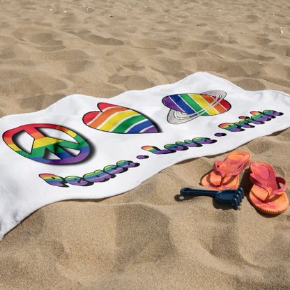 LGBTQIA+ Queer Peace Love Pride Beach Towel