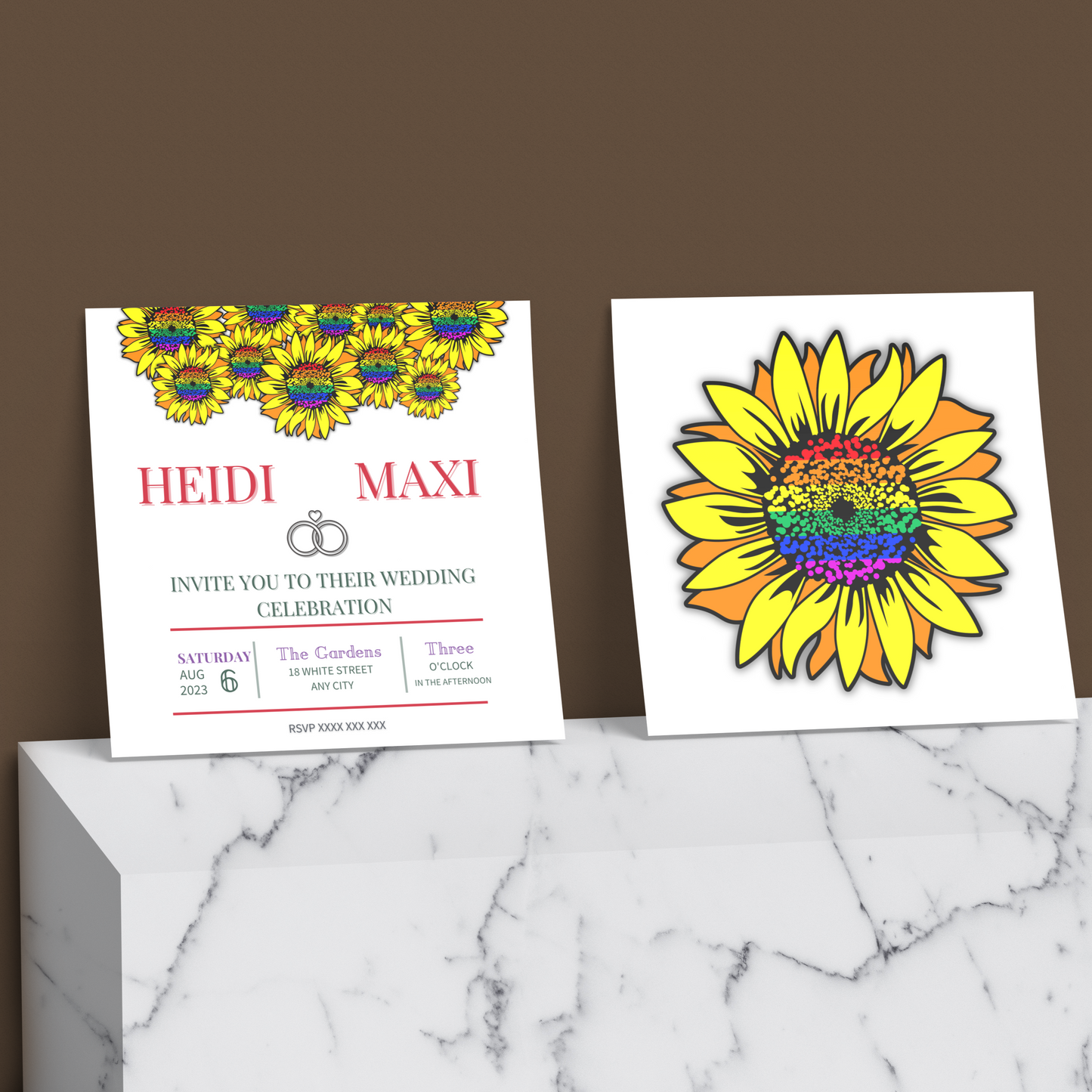 LGBTQIA+ Queer Pride Sunflowers - Wedding Invitations