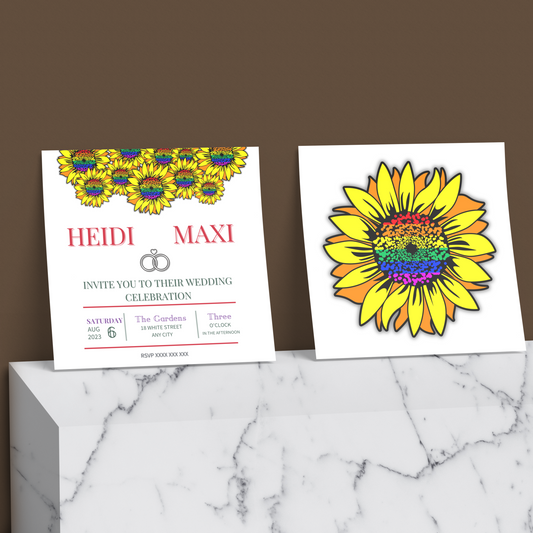 LGBTQIA+ Queer Pride Sunflowers - Wedding Invitations