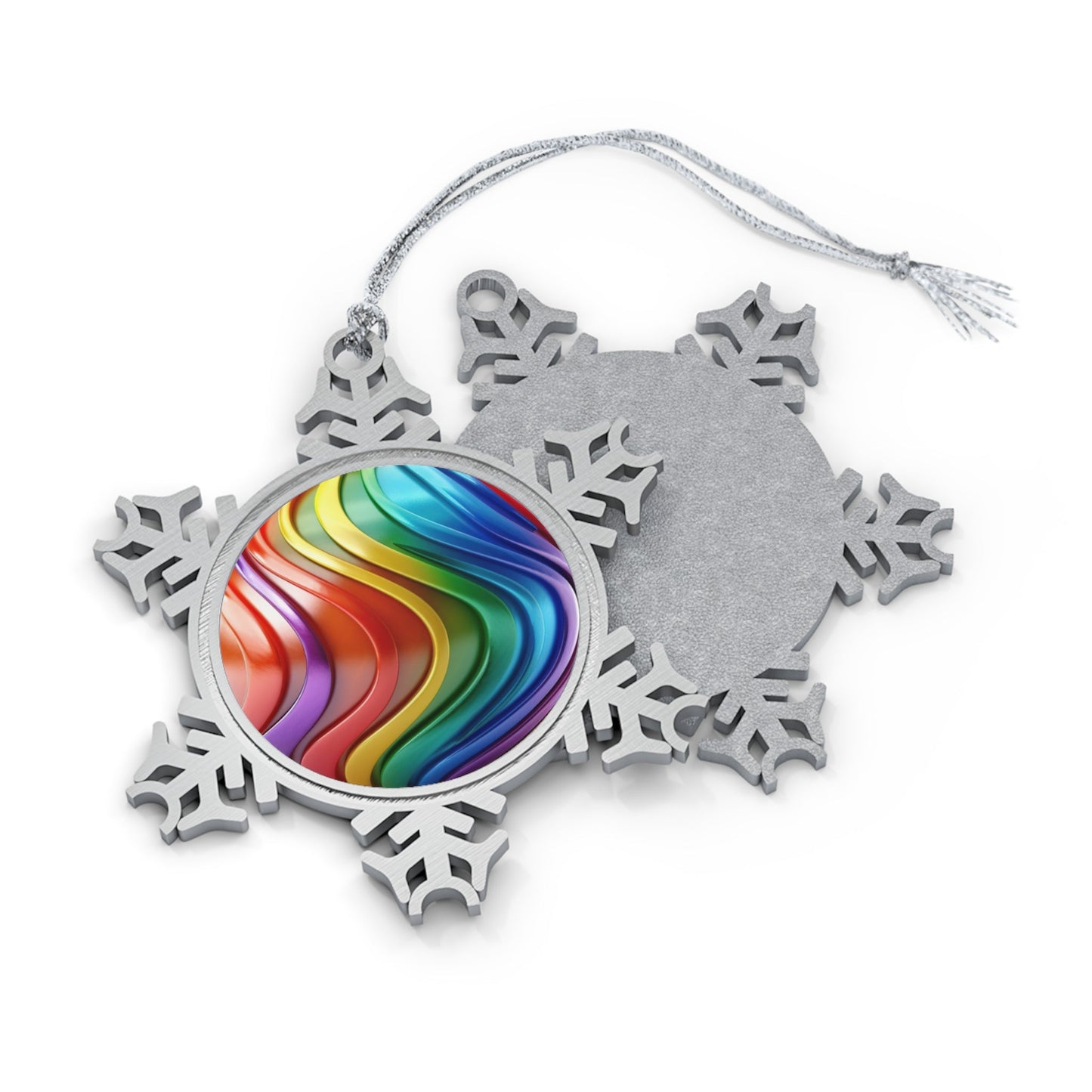 Home Decor - Queer Cheer Snowflake LGBTQIA+ Queer Pewter Snowflake Ornament