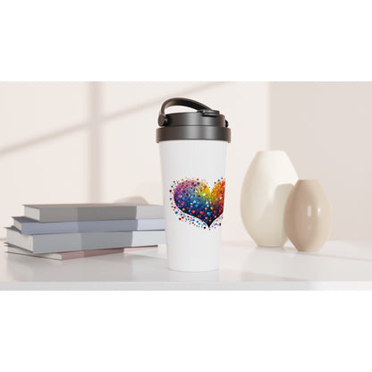 Travel Mug - Pride Heart 15oz Stainless Steel Travel Mug