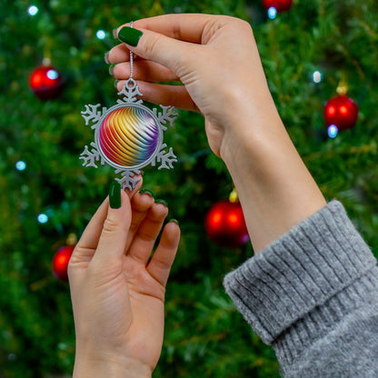 Home Decor - Sapphic Snowfall Sparkle LGBTQIA+ Queer Pewter Snowflake Ornament