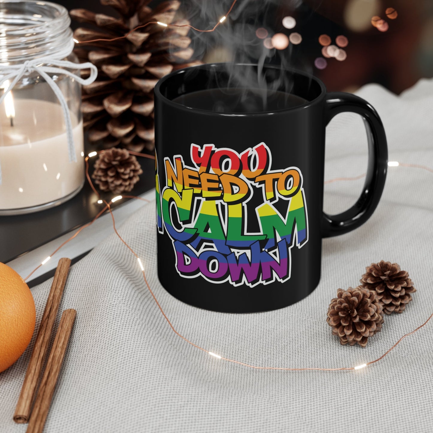 Mug - LGBTQIA+ Queer Calm Down 11oz Black Mug