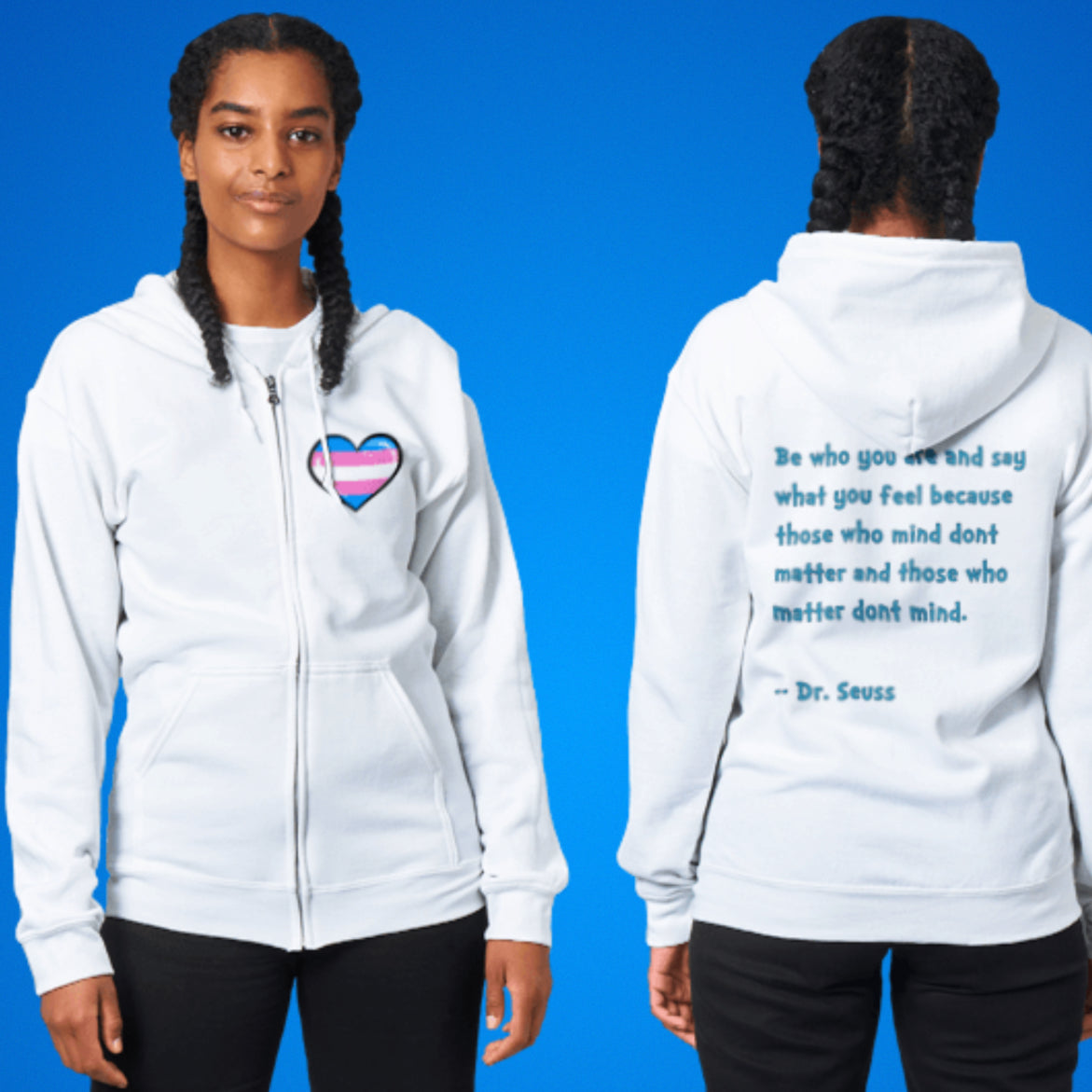 Hoodie - Be Who You Are Heart Zip Hoodie