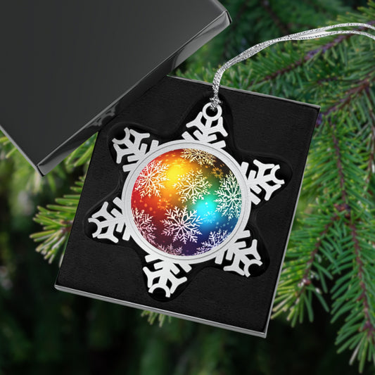 Home Decor - Bi Bauble Bliss LGBTQIA+ Queer Pewter Snowflake Ornament