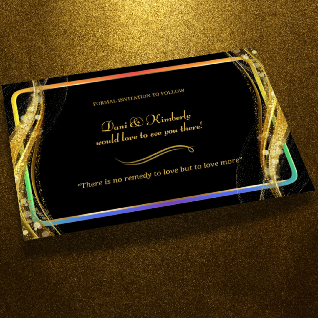 LGBTQIA+ Queer Black & Gold Glamour - Save the Date Cards