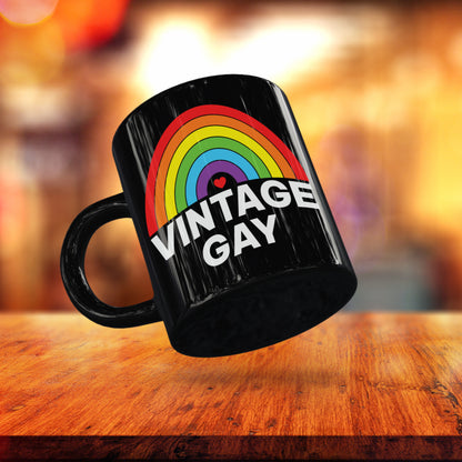 Mug - LGBTQIA+ Queer Vintage Gay 11oz Black Mug