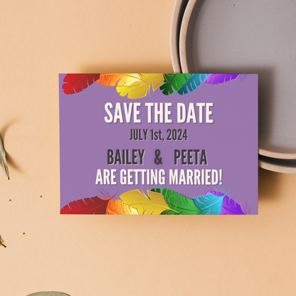 LGBTQIA+ Queer Pride Feathers - Save the Date Cards