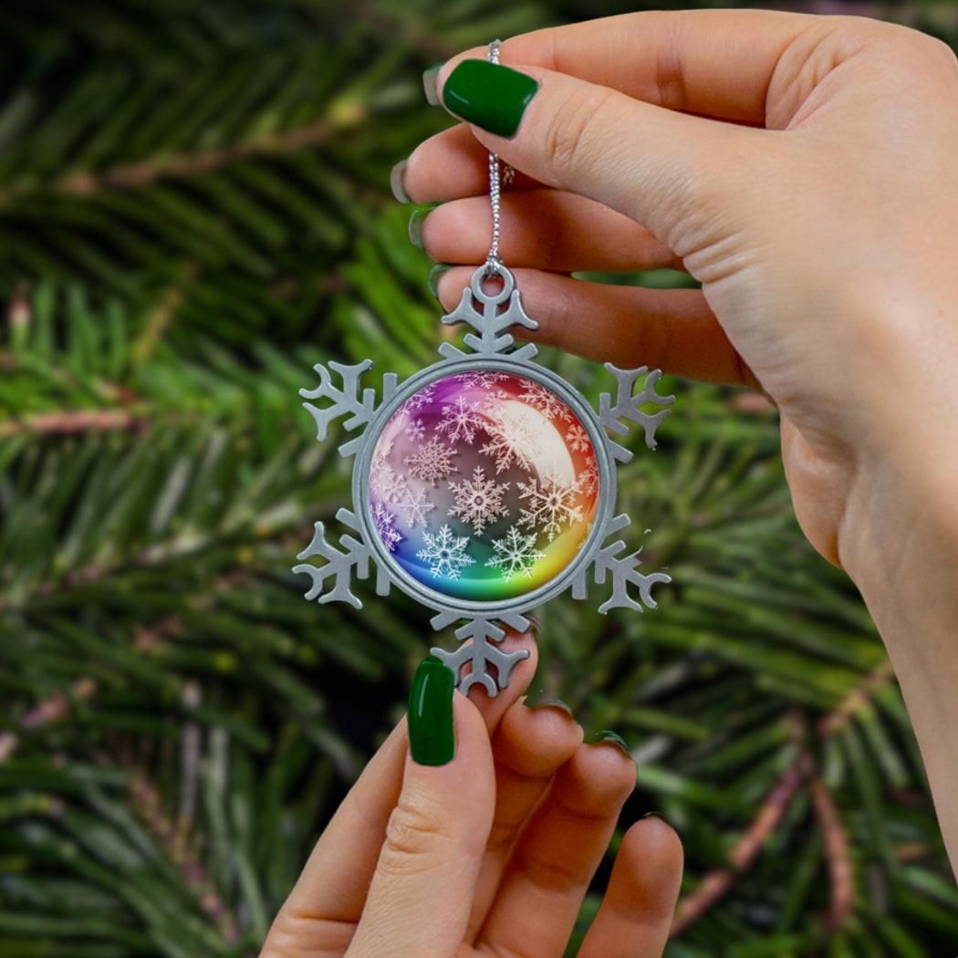 Home Decor - Diverse Flurry Delight LGBTQIA+ Queer Pewter Snowflake Ornament