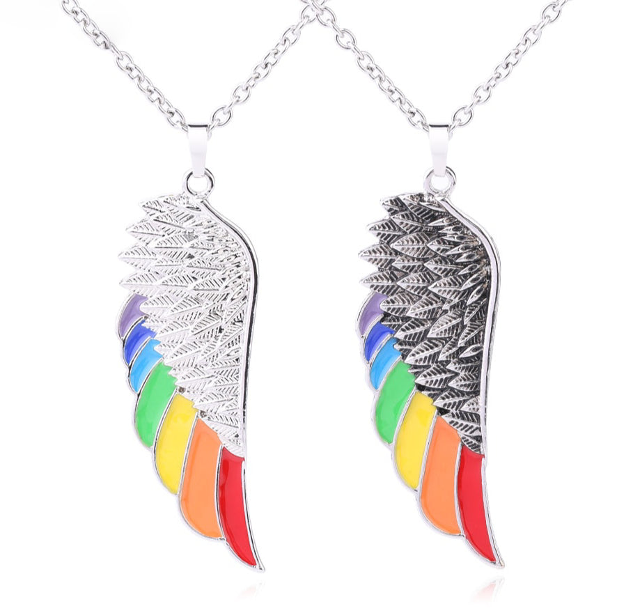 Necklace - Rainbow Angel Wing Necklace