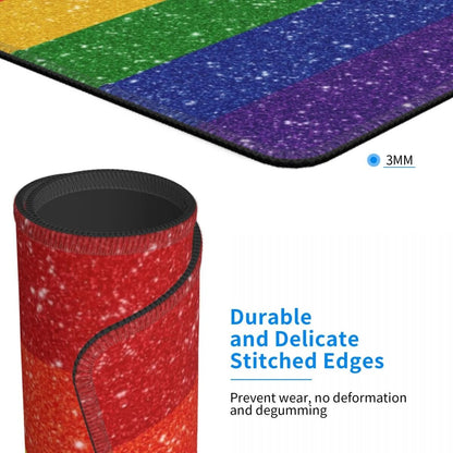 Mouse Pad - LGBTQIA+ Rainbow Glitter Pride Flag Mouse Pad