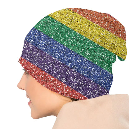 LGBTQIA+ Queer Rainbow Glitter Skullies Beanie Cap