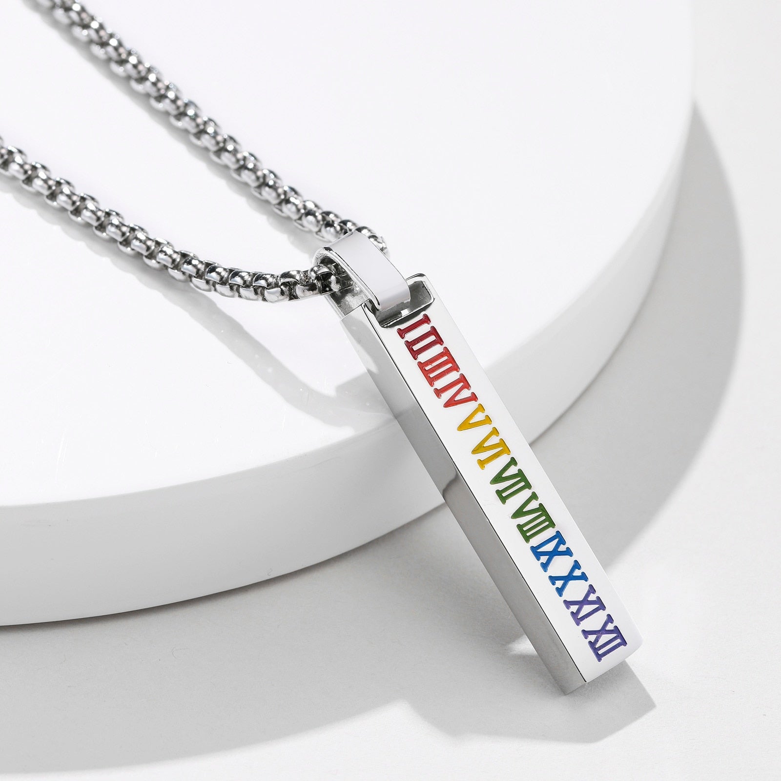 Necklace - Rainbow Roman Numerals Necklace