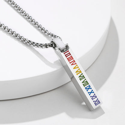 Necklace - Rainbow Roman Numerals Necklace